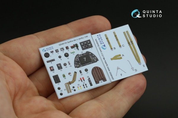 Quinta Studio QD48135 Spitfire Mk.V 3D-Printed &amp; coloured Interior on decal paper (Airfix) 1/48