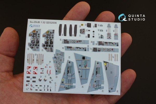 Quinta Studio QD32006 Su-25UB 3D-Printed &amp; coloured Interior on decal paper (for Trumpeter kit) 1/32