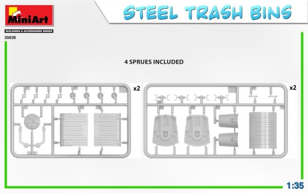 Miniart 35636 STEEL TRASH BINS 1/35