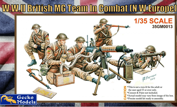 Gecko Models 35GM0013 WWII BRITISH MG TEAM IN COMBAT  (1:35)