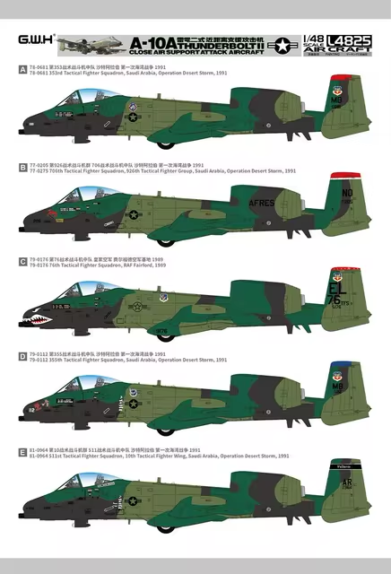 Great Wall Hobby L4825 A-10A Thunderbolt II Close Air Support Attack Aircraft 1/48