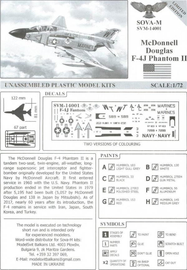 Sova 14001 F4J Phantom II 1/144