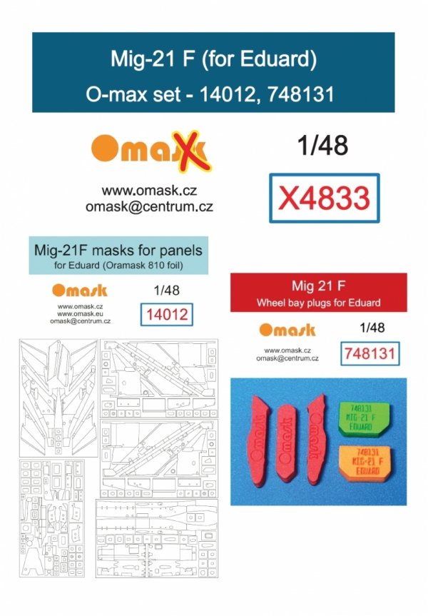 Omask X4833 Mig-21F O-Max Set (for Eduard)(masks and EVA wheel bay plugs) (for Revell) 1/48 