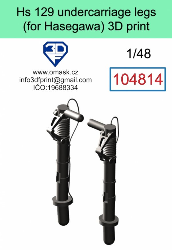 Omask 104814 Hs 129 undercarriage legs (for Hasegawa/Hobby 2000) 3D print 1/48
