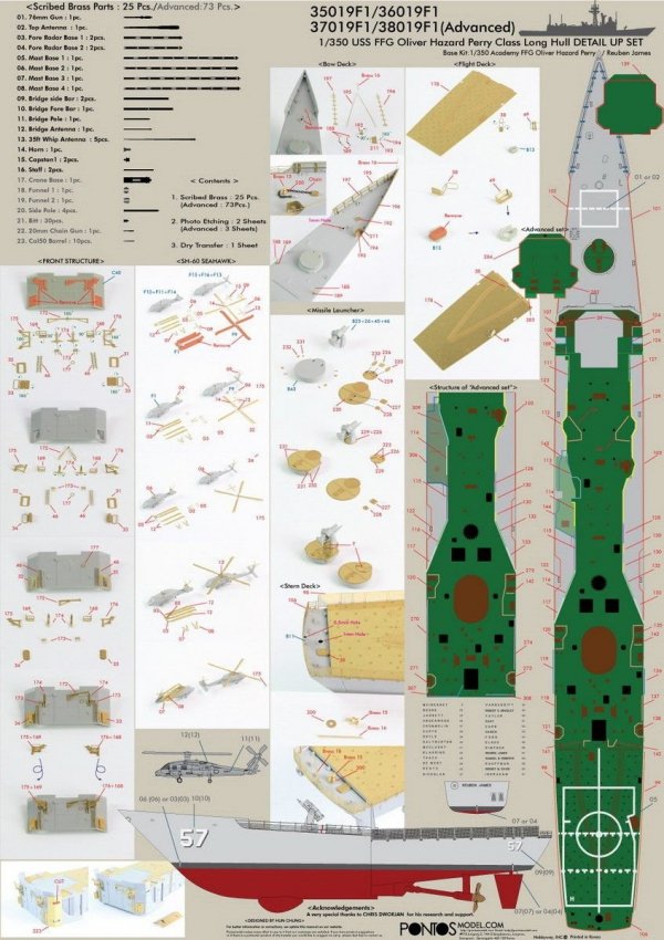 Pontos 38019F1 USS FFG Oliver Hazard Perr Class L.H. Detail Up Set &quot;Advanced&quot; with Kit 1/350