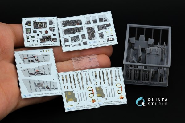 Quinta Studio QD+48495 F-4D late Phantom II 3D-Printed &amp; coloured Interior on decal paper (Academy) (with 3D-printed resin parts) 1/48