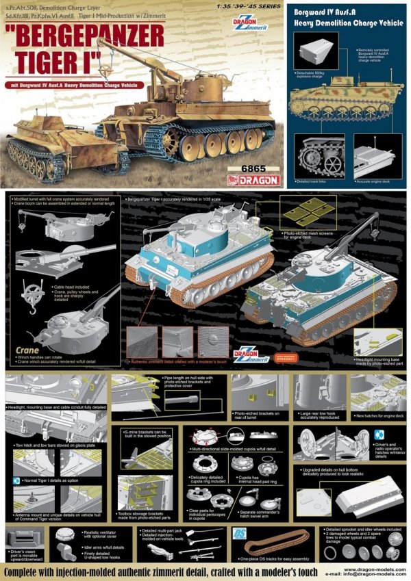 Dragon 6865 Bergepanzer Tiger I mit Borgward IV Ausf.A Heavy Demolition Charge Vehicle (1:35)