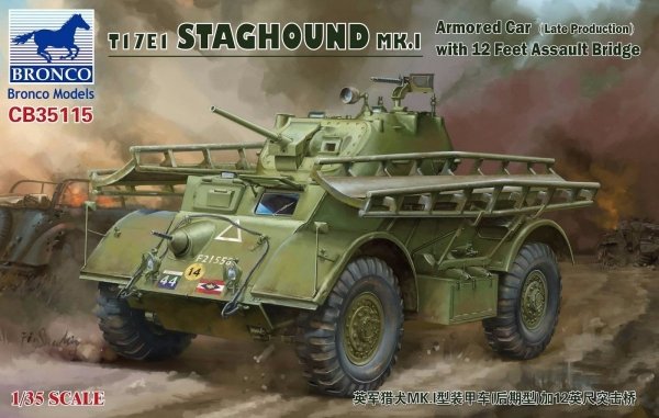 Bronco CB35115 T17E1 STAGHOUND MK.I Armored Car (Late Production) with 12 Feet Assault Bridge (1:35)