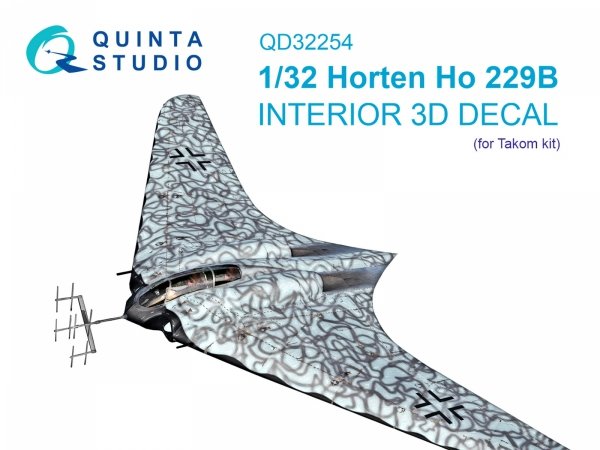 Quinta Studio QD32254 Horten Ho 229B 3D-Printed &amp; coloured Interior on decal paper (Takom) 1/32