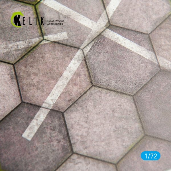 KELIK KS72004 HEXAGONNAL CONCRETE PLATES FOR AIRCRAFT AND HELICOPTERS BASE - ACRYLIC 3 MM (280 X 180 MM) 1/72