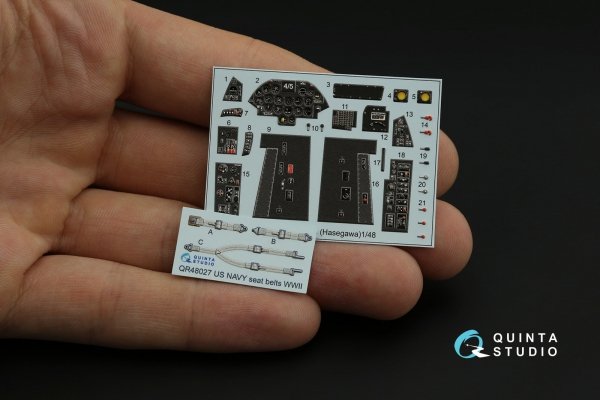 Quinta Studio QD48325 F4U-5N 3D-Printed &amp; coloured Interior on decal paper (Hasegawa) 1/48