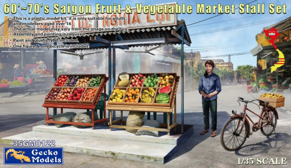 Gecko Models 35GM0122 60'-70's Saigon Fruit &amp; Vegetable Market Stall Set 1/35