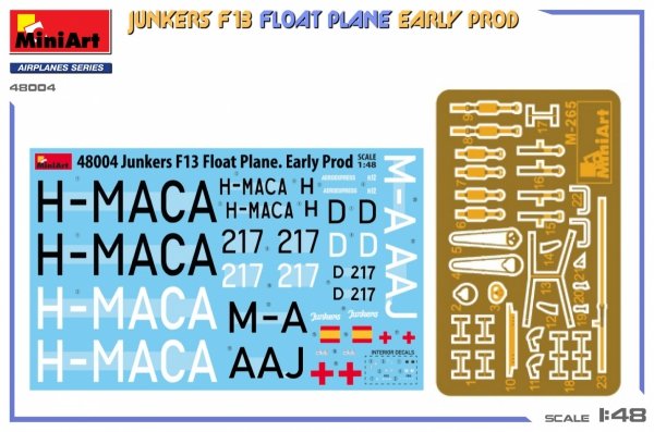 MiniArt 48004 Junkers F13 Float Plane. Early Prod 1/48