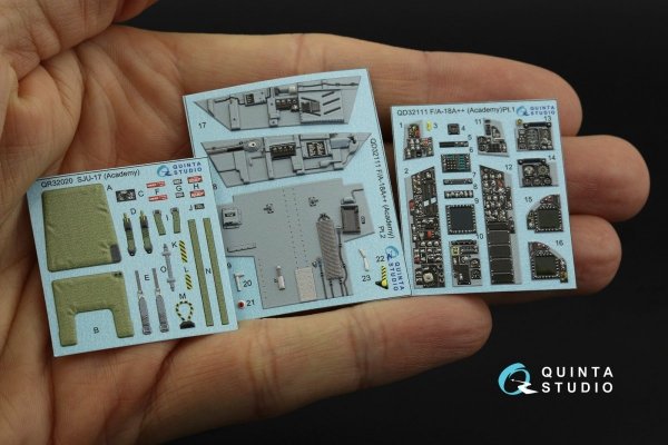 Quinta Studio QD32111 F/A-18A++ 3D-Printed &amp; coloured Interior on decal paper (Academy) 1/32