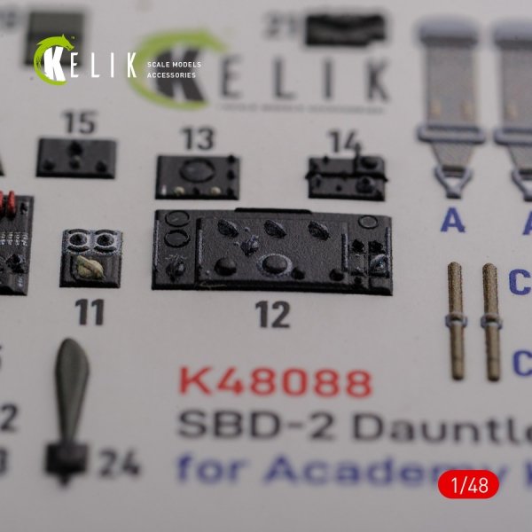 KELIK K48088 SBD-2 Dauntless interior 3D decals for Academy kit 1/48