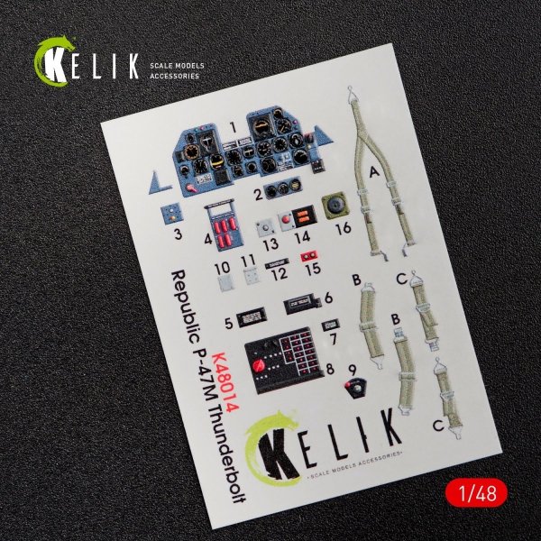 KELIK K48014 P-47M &quot;THUNDERBOLT&quot; INTERIOR 3D DECALS FOR TAMIYA KIT 1/48