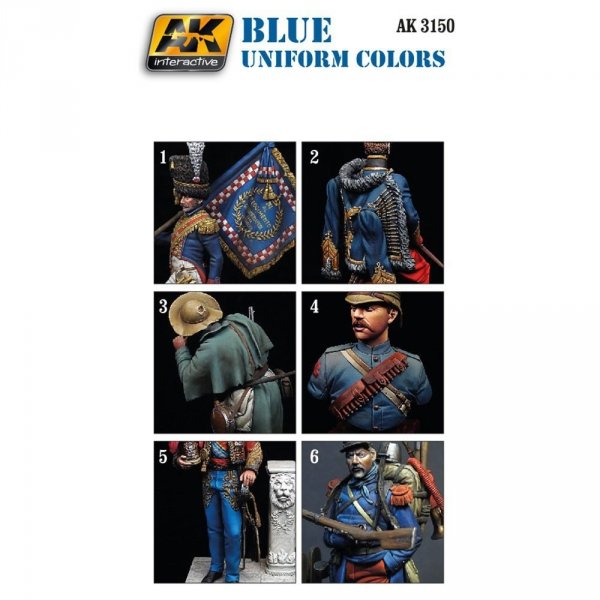 AK Interactive AK3150 BLUE UNIFORM COLORS 6x17ml