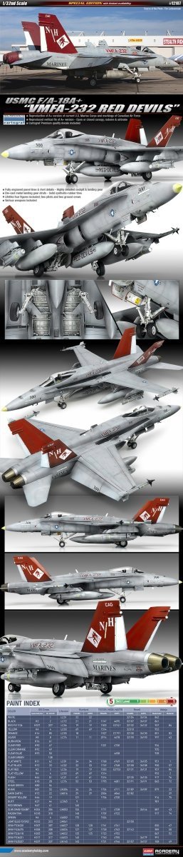 Academy 12107 USMC F/A-18A+ VMFA-232 RED DEVILS 1/32