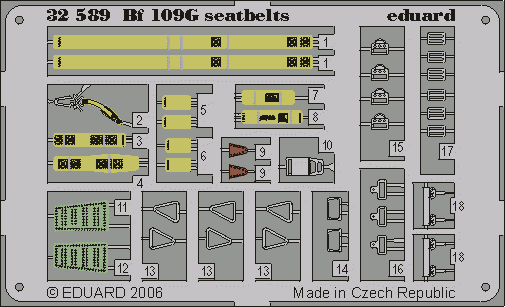 Eduard 32589 Bf 109G seatbelts HASEGAWA 1/32