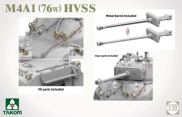 Takom 2195W M4A1(76w)HVSS + M1 Super Sherman + US Army Tank Crewman - Limited Edition Sherman² Box 1/35