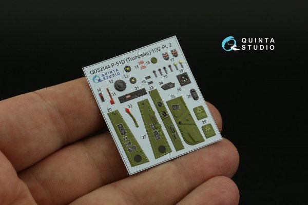 Quinta Studio QD32144 P-51D Mustang 3D-Printed &amp; coloured Interior on decal paper (Trumpeter) 1/32