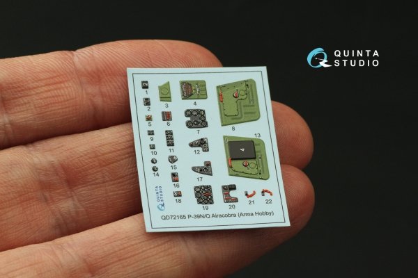 Quinta Studio QD72165 P-39Q/N Airacobra 3D-Printed coloured Interior on decal paper (Arma Hobby) 1/72