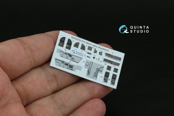 Quinta Studio QD72076 F/A-18A/C early 3D-Printed &amp; coloured Interior on decal paper (Academy) 1/72