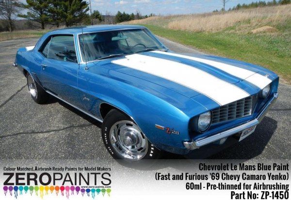 Zero Paints ZP-1450 Chevrolet Le Mans Blue Paint 60ml (Fast and Furious '69 Chevy Camaro Yenko)