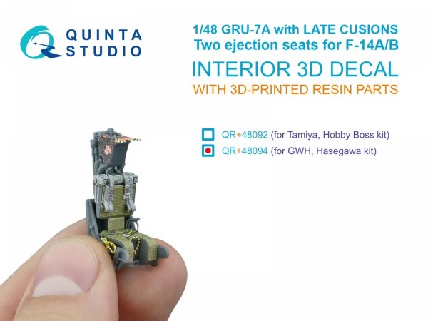Quinta Studio QR+48094 GRU-7A late, 2 ejection seats for F-14 A/F-14B (Hasegawa, GWH) 1/48