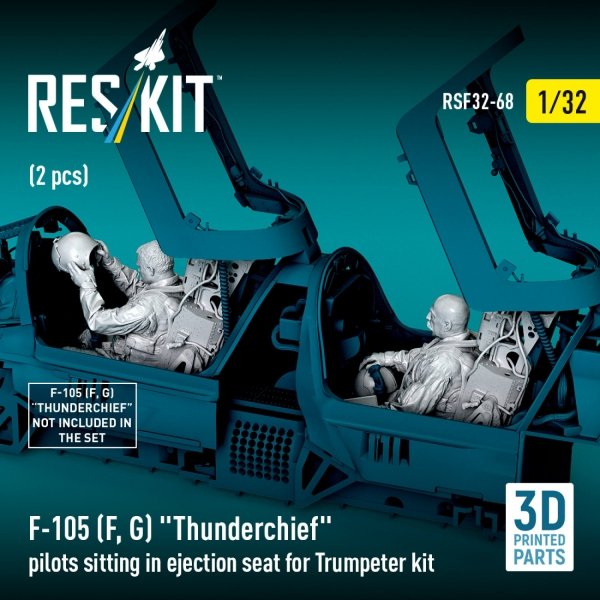 RESKIT RSF32-0068 F-105F/G "Thunderchief" pilots sitting in ejection seat for Trumpeter kit (2 pcs) (3D Printed) (1/32)