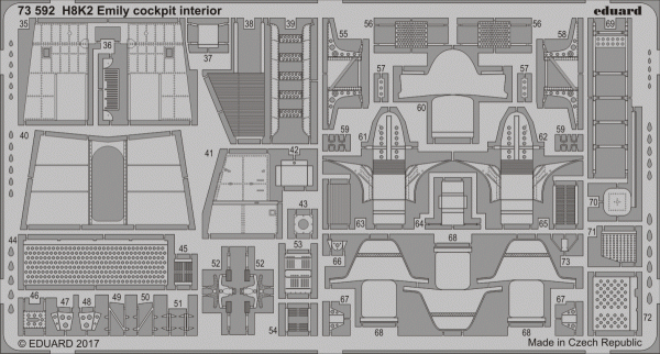 Eduard 73592 H8K2 Emily cockpit interior HASEGAWA 1/72