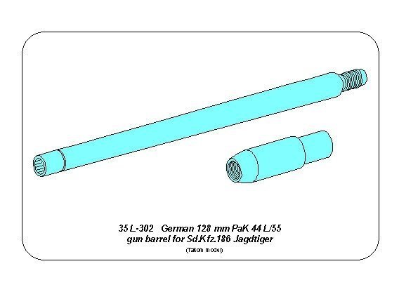 Aber 35L-302 Lufa 128mm PaK 44L/55 do działa pancernego Jagdtiger (Takom) 1/35