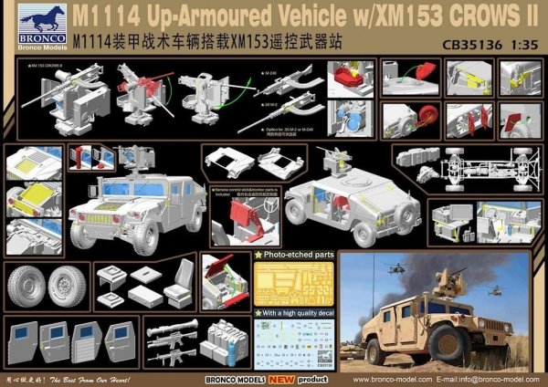 Bronco CB35136 M1114 Up-Armoured Vehicle w/XM153 CROWS II (1:35)