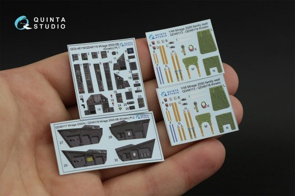 Quinta Studio QD48118 Mirage 2000-5B 3D-Printed &amp; coloured Interior on decal paper (Kinetic) 1/48