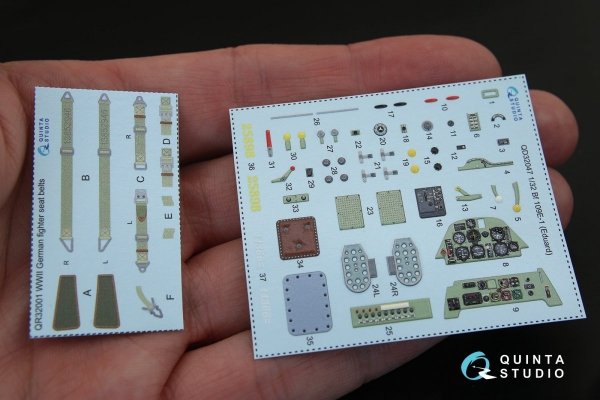 Quinta Studio QD32047 Bf 109E-1 3D-Printed &amp; coloured Interior on decal paper (for Eduard kit) 1/32
