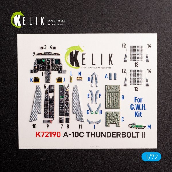 Kelik K72190 A-10C Thunderbolt II - interior 3D decals for GWH kit (1/72)
