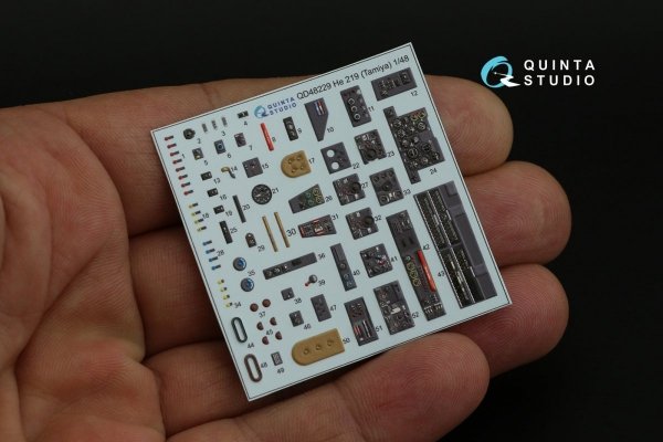 Quinta Studio QD48229 He 219 3D-Printed &amp; coloured Interior on decal paper (Tamiya) 1/48