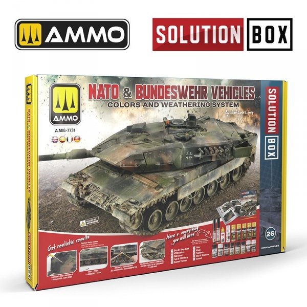 AMMO of Mig Jimenez 7731 SOLUTION BOX 26 – NATO &amp; BUNDESWEHR Vehicles - Colors and Weathering System