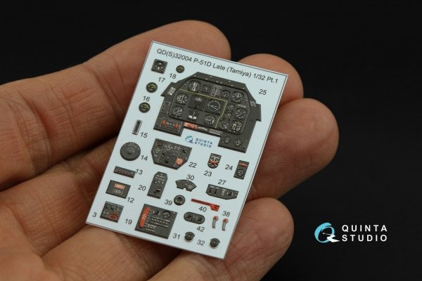 Quinta Studio QDS-32004 P-51D (Late) 3D-Printed coloured Interior on decal paper (Tamiya) (small version) 1/32