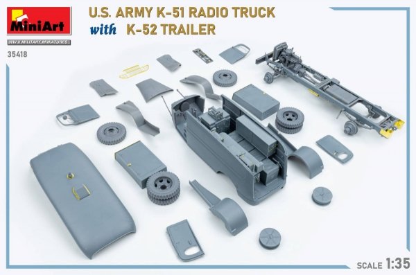 MiniArt 35418 US ARMY K-51 RADIO TRUCK WITH K-52 TRAILER. INTERIOR KIT 1/35