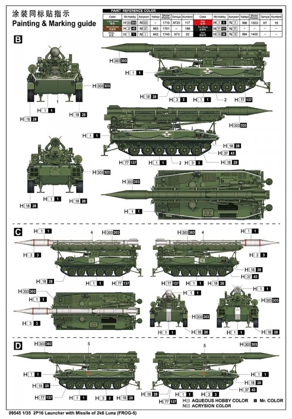 Trumpeter 09545 2P16 Launcher with Missile of 2k6 Luna (FROG-5) 1/35
