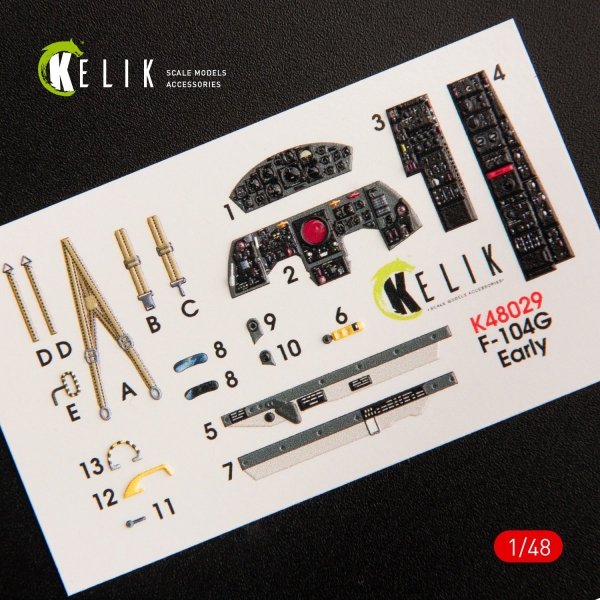 KELIK K48029 F-104G &quot;STARFIGHTER&quot; EARLY TYPE INTERIOR 3D DECALS FOR HASEGAWA KIT 1/48