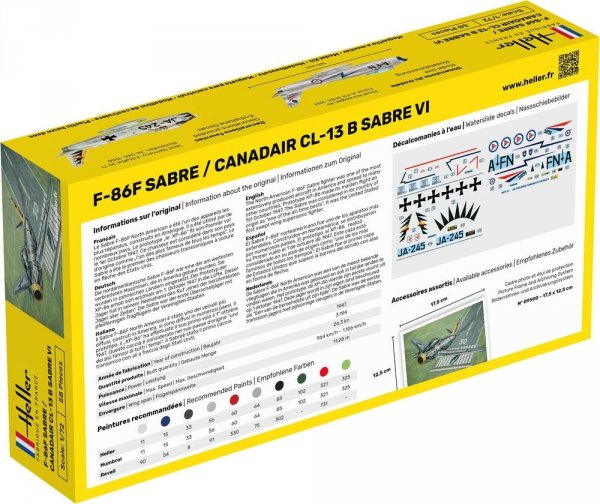 Heller 56277 F-86F SABRE / CANADAIR CL-13 B SABRE VI  - Starter Kit 1/72