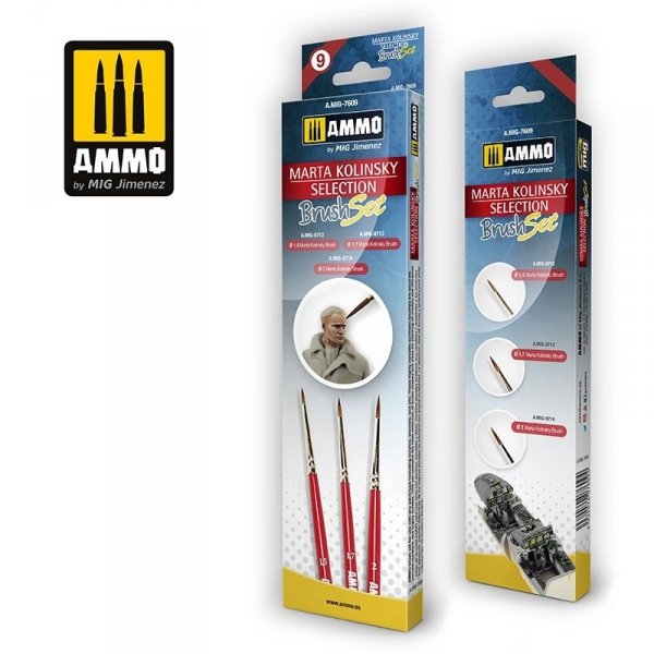 AMMO of Mig Jimenez 7609 Marta Kolinsky Selection Brush Set
