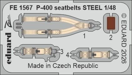 Eduard FE1567 P-400 seatbelts STEEL for ARMA HOBBY 1/48