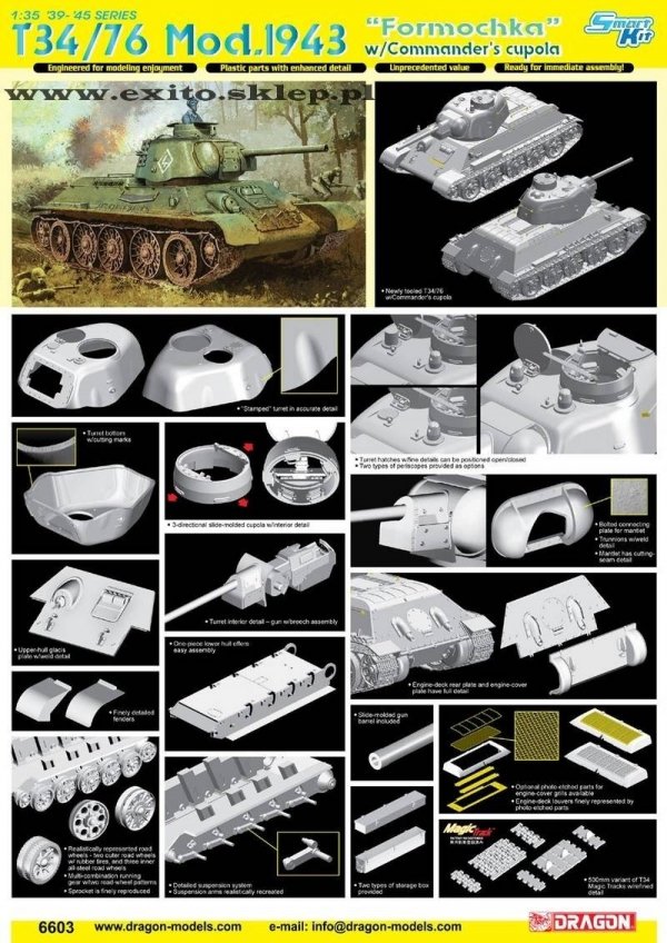 Dragon 6603 T34/76 Mod.1943 Formochka w /Commanders cupola (1:35)