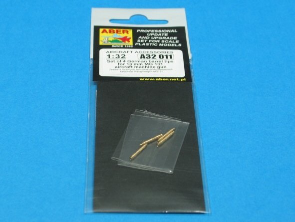 Aber A32011 Set of 4 barrel tips for German 13 mm MG 131 aircraft machine gun (1:32)