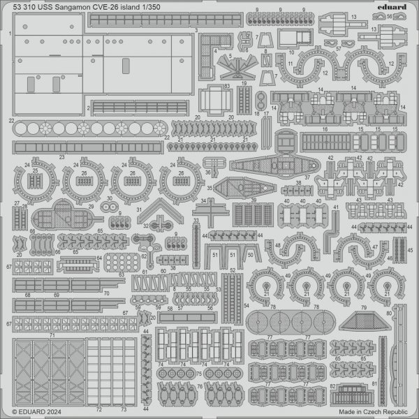 Eduard 53310 USS Sangamon CVE-26 island TRUMPETER 1/350