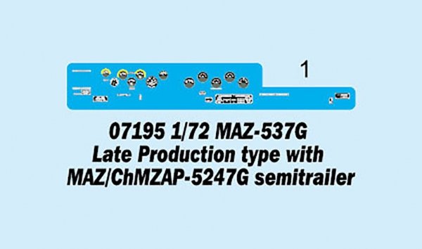 Trumpeter 07195 MAZ-537G Late production type with MAZ/ChMZAP-5247G semitrailer 1/72
