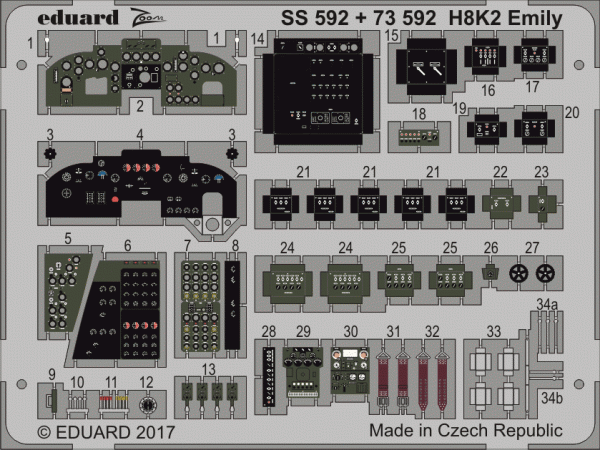 Eduard 73592 H8K2 Emily cockpit interior HASEGAWA 1/72